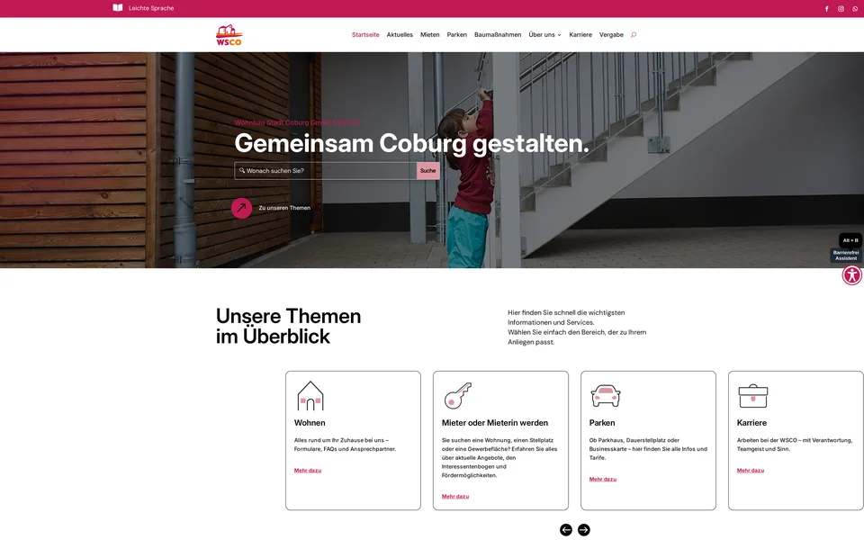 Website für Wohnbau Stadt Coburg